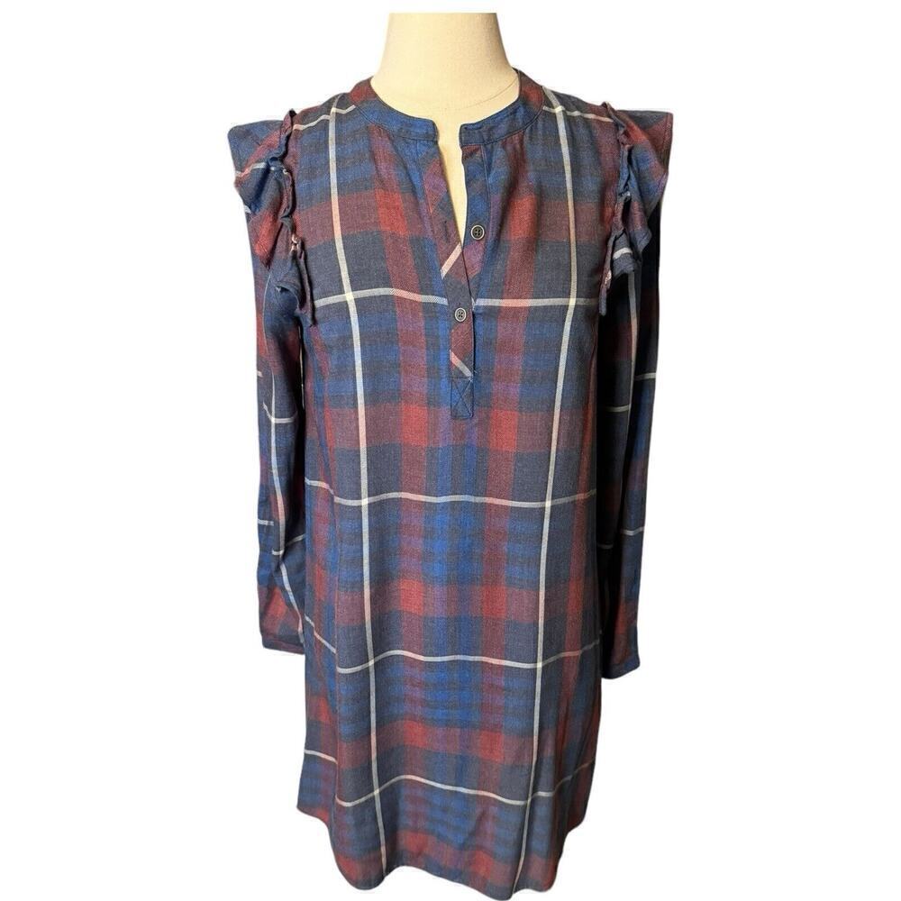 Anthropologie Cloth & Stone Shirt Dress Small Long Sleeve Plaid